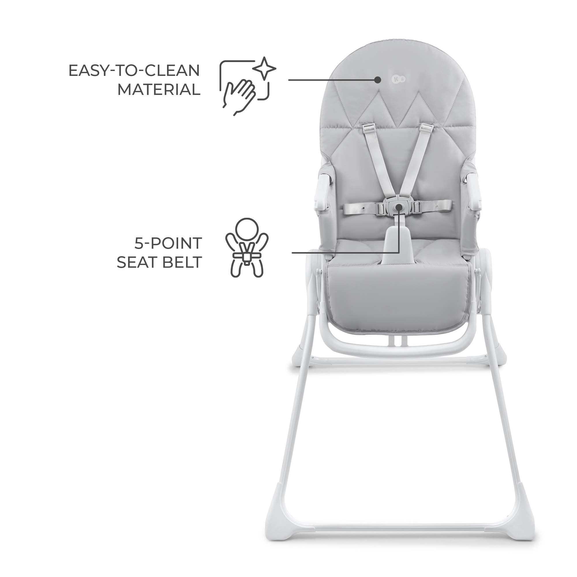 Kinderkraft BINCI Foldable Baby High Chair, Lightweight Space-Saving Toddler Feeding Chair, Only 11 lbs, 6 Months+