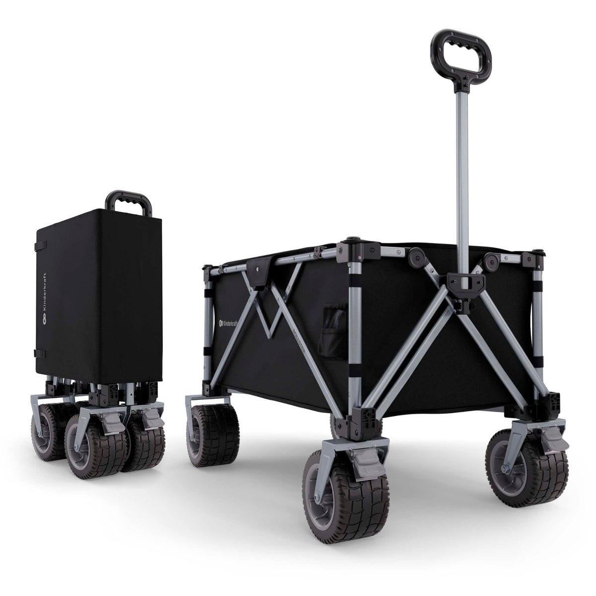 Kinderkraft Rollster Foldable All-Terrain Utility Wagon, Heavy-Duty Collapsible Folding Beach Wagon Cart, 34-Gallon Capacity, Holds 220 lbs