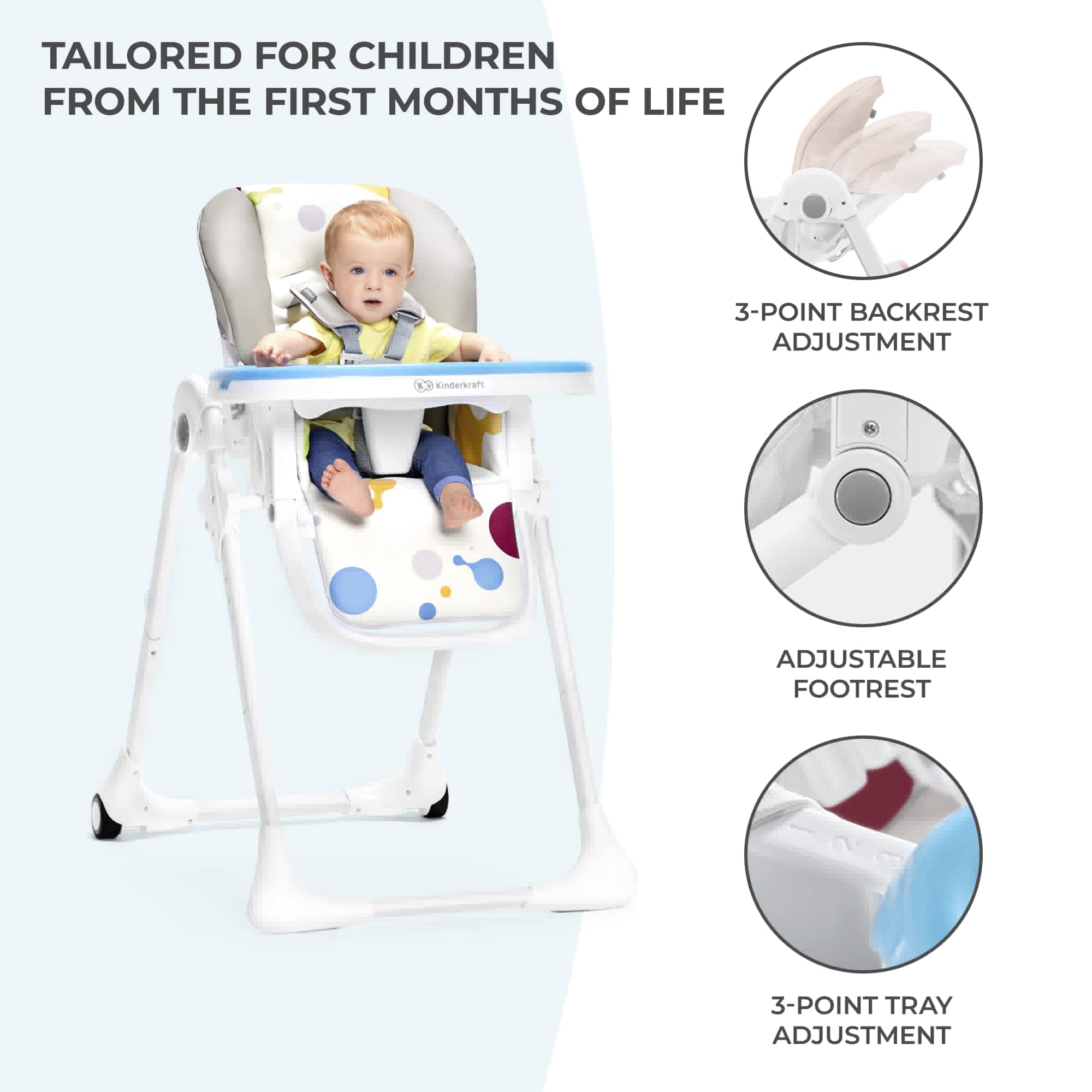 Kinderkraft Yummy high chair, Pink