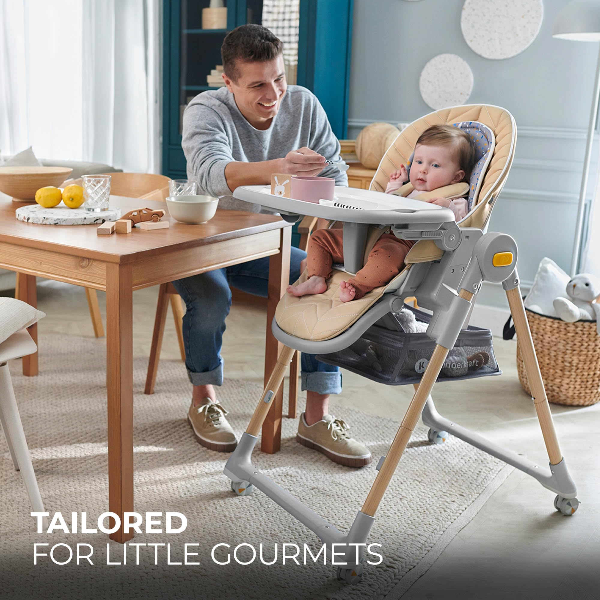 Kinderkraft Lastree 2-in-1 Convertible High Chair & Toddler Chair, Foldable Adjustable Baby Feeding Chair, 6 Months to 5 Years, Up to 33 lbs