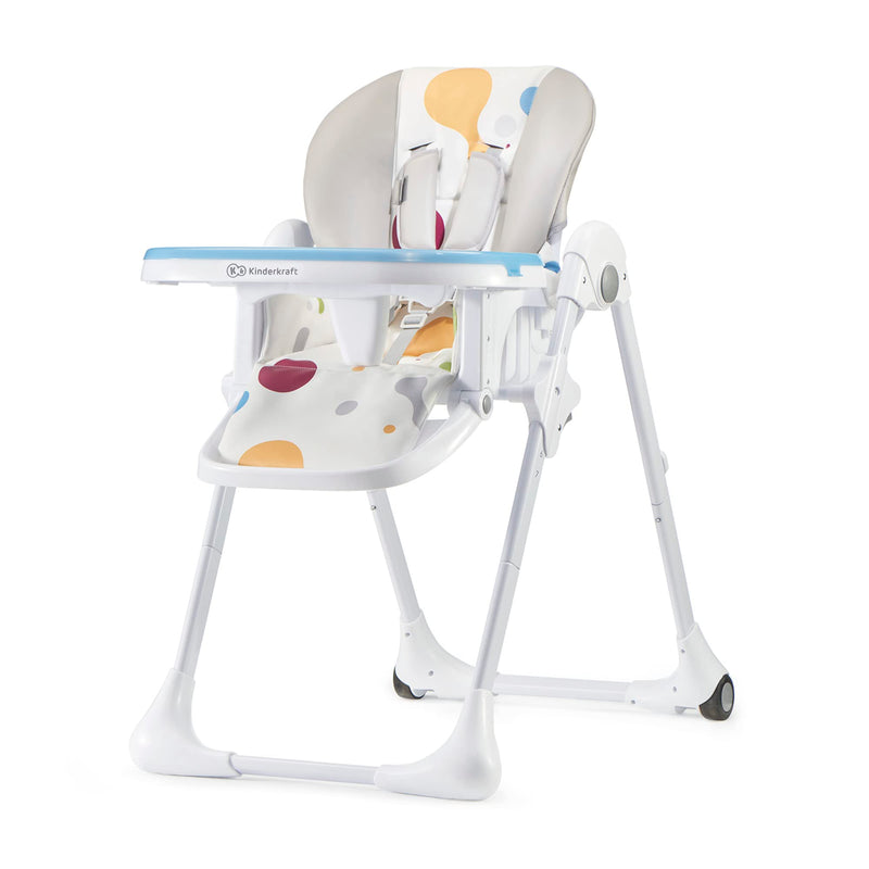 Kinderkraft Yummy Adjustable Baby High Chair, Foldable Toddler Feeding Chair with Removable Tray, 6 Months to 3 Years, Multicolor