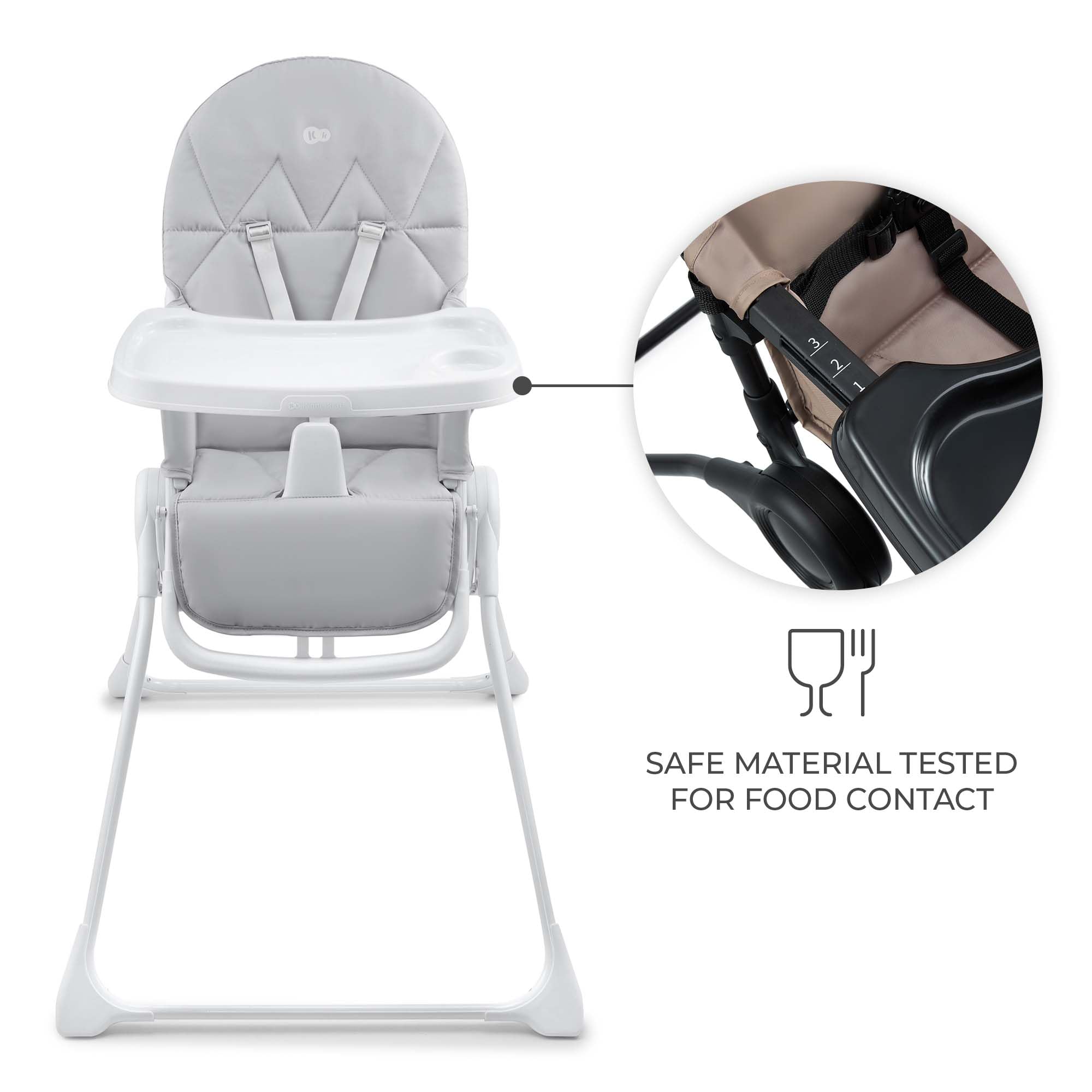 Kinderkraft BINCI Foldable Baby High Chair, Lightweight Space-Saving Toddler Feeding Chair, Only 11 lbs, 6 Months+