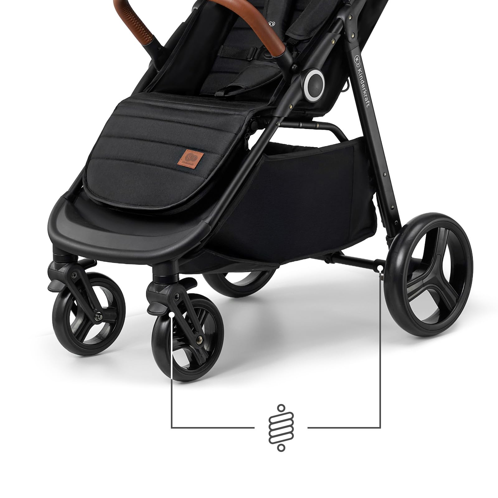 Kinderkraft Grande Plus Full-Size Convertible Baby Stroller with Lie-Flat Recline & Reversible Seat, One-Hand Fold, Newborn to 48 lbs