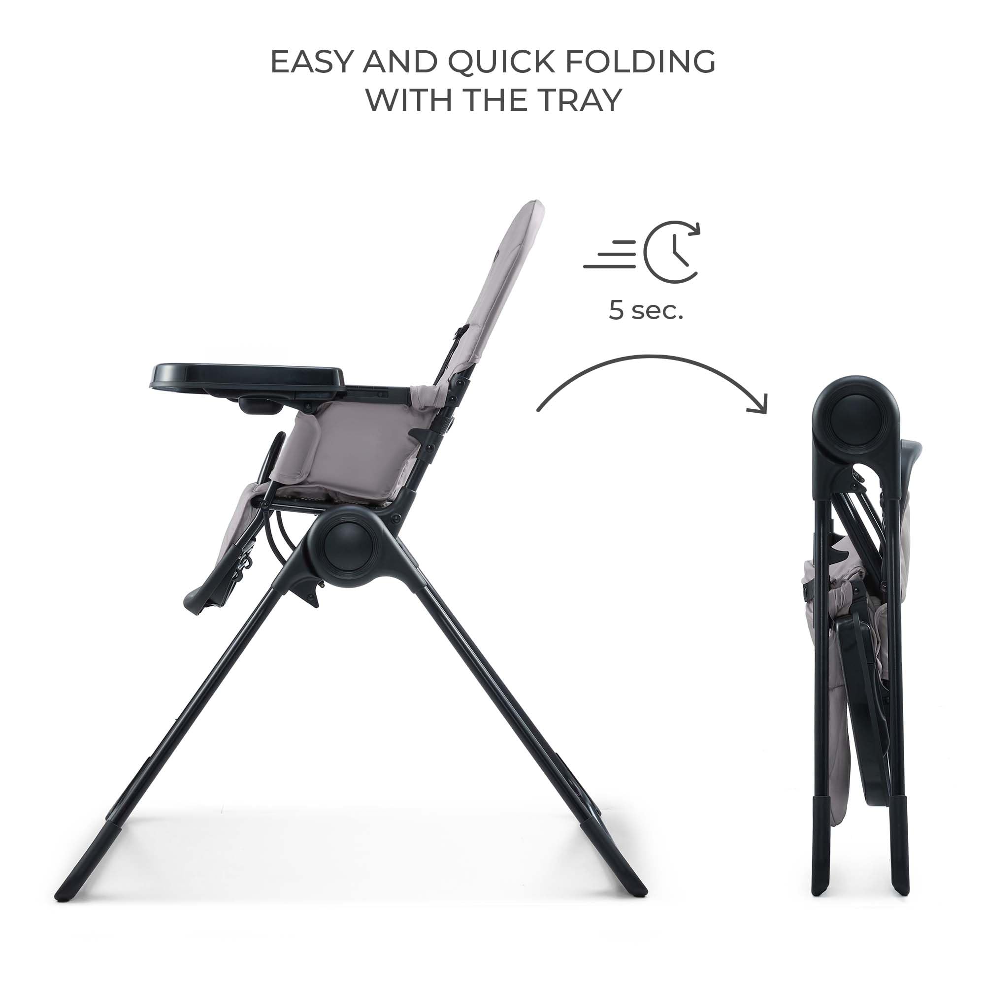 Kinderkraft BINCI Foldable Baby High Chair, Lightweight Space-Saving Toddler Feeding Chair, Only 11 lbs, 6 Months+