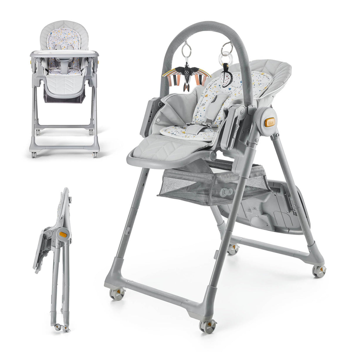 Kinderkraft Lastree 2-in-1 Convertible High Chair & Toddler Chair, Foldable Adjustable Baby Feeding Chair, 6 Months to 5 Years, Up to 33 lbs