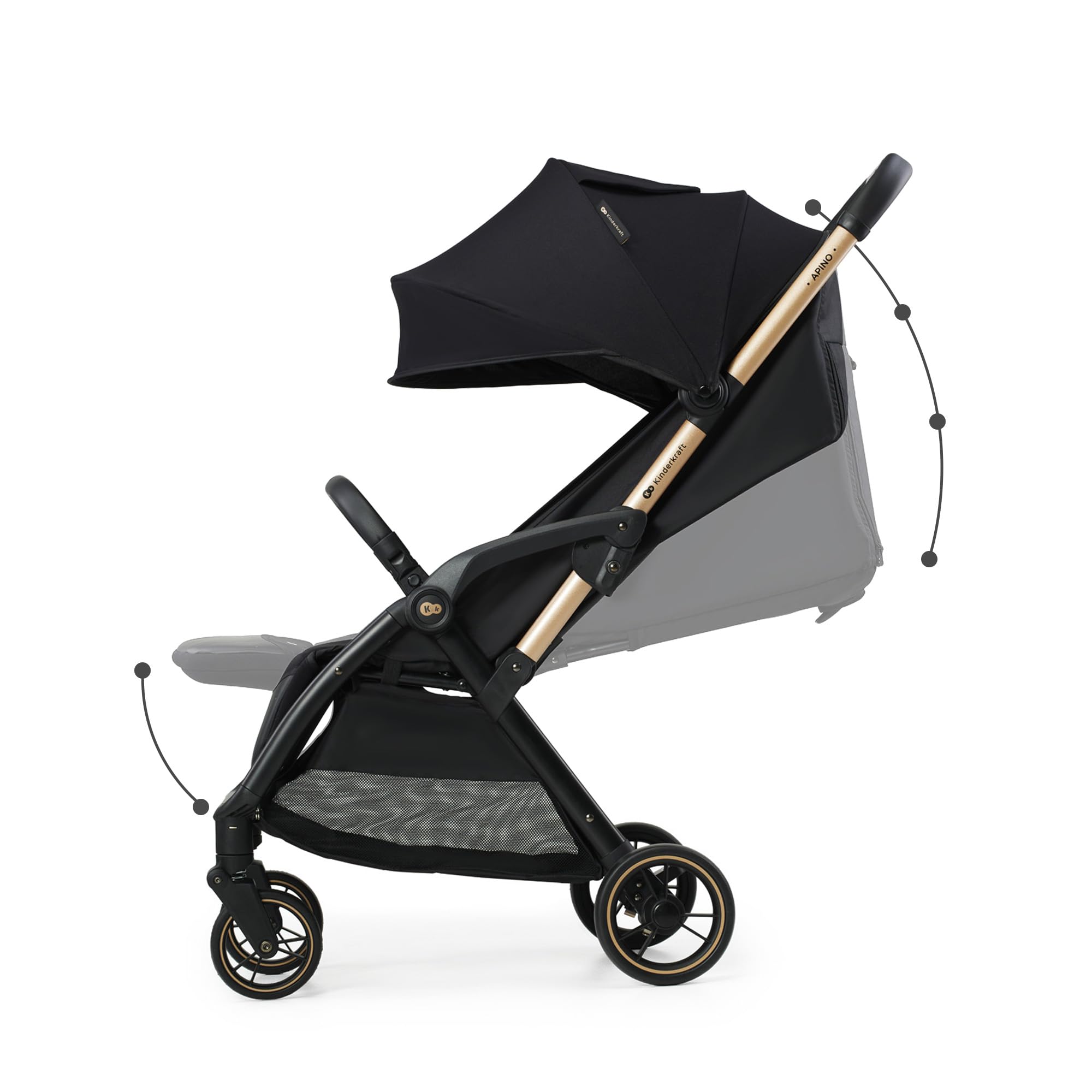 Kinderkraft APINO Compact Lightweight Baby Stroller, Auto-Fold Travel Stroller for Toddler, Only 16 lbs, Up to 48 lbs