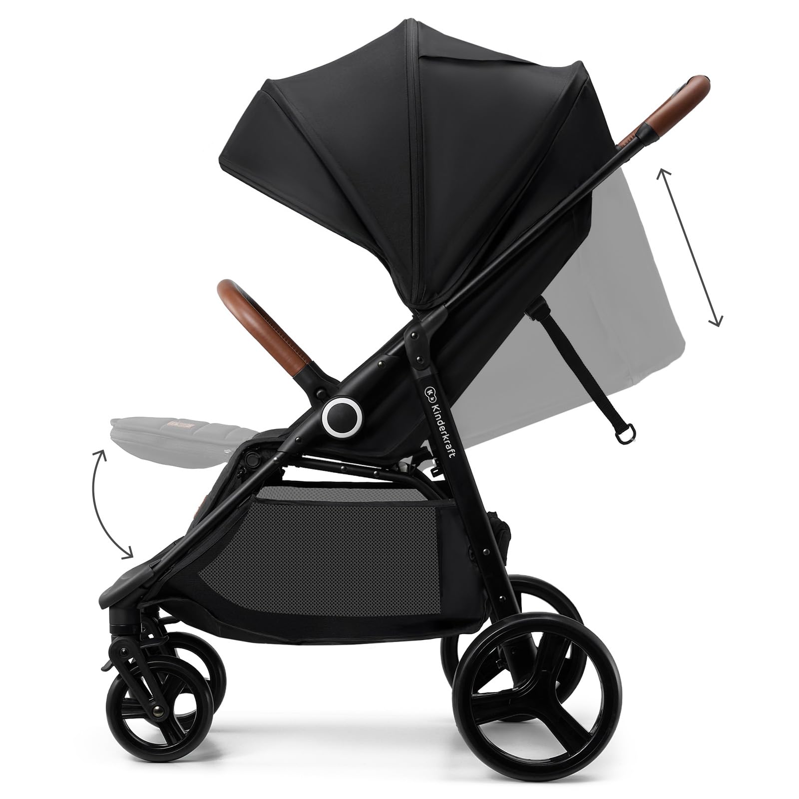 Kinderkraft Grande Plus Full-Size Convertible Baby Stroller with Lie-Flat Recline & Reversible Seat, One-Hand Fold, Newborn to 48 lbs