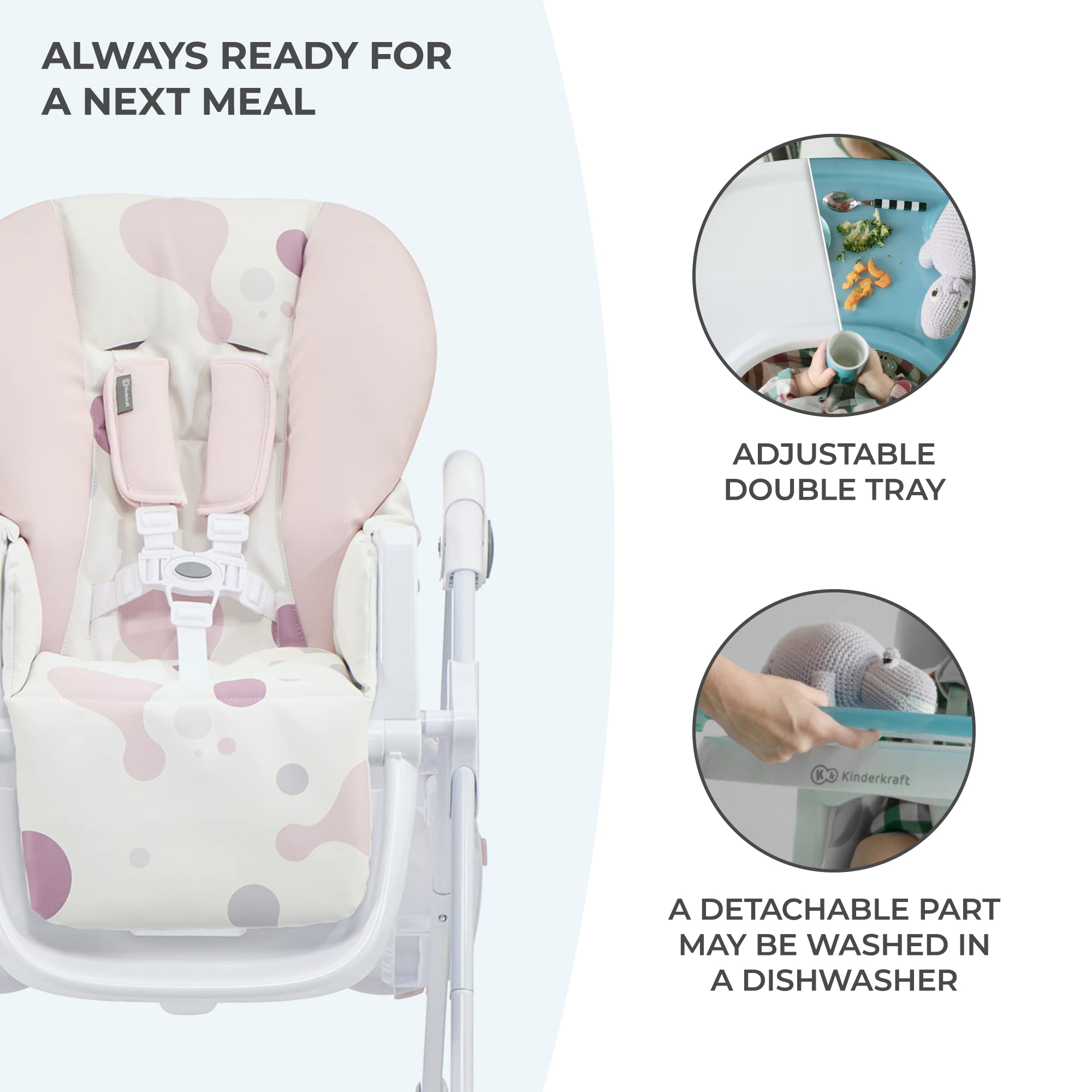 Kinderkraft Yummy high chair, Pink