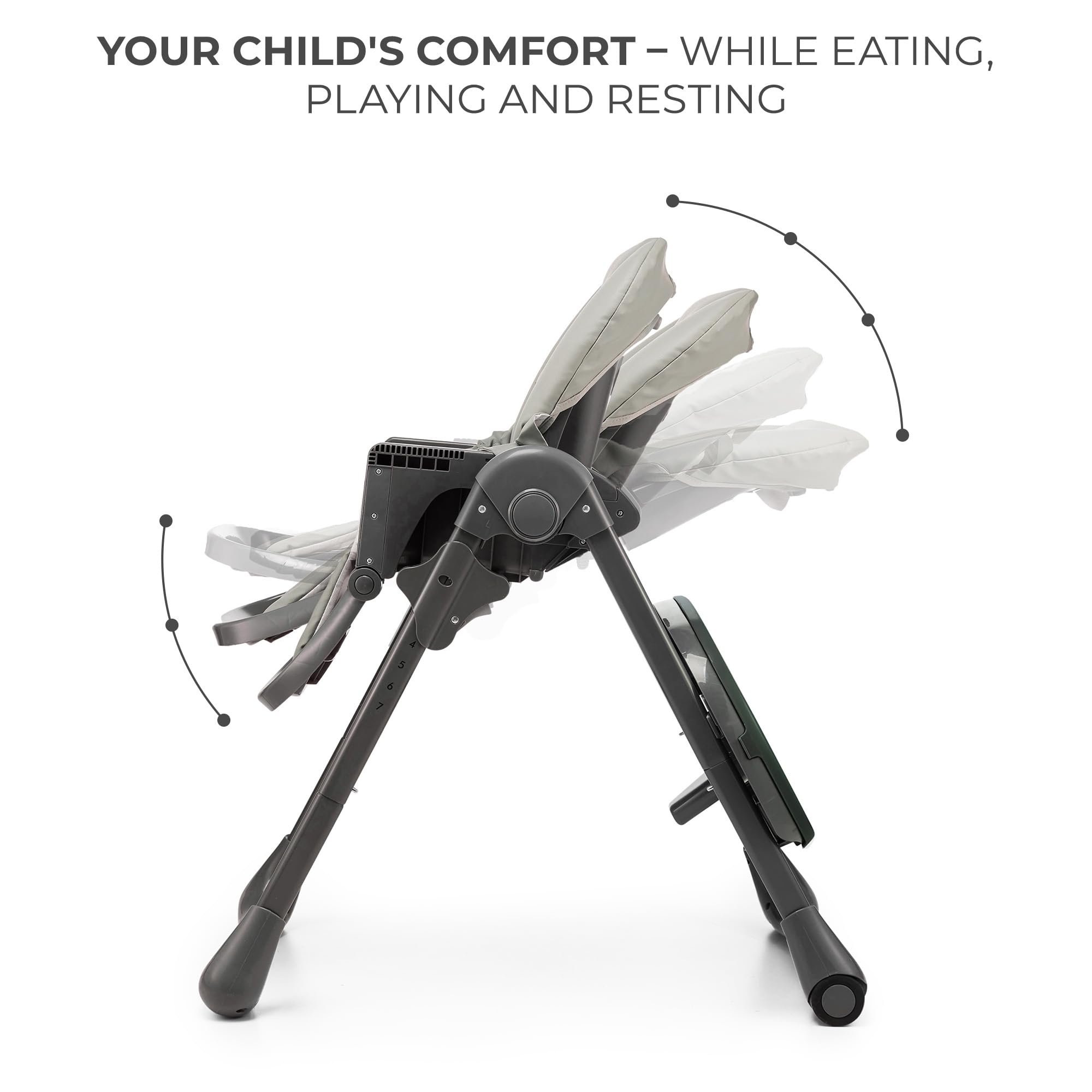 Kinderkraft Tummie 2-in-1 Convertible High Chair & Infant Bouncer, Adjustable Baby Feeding Chair, Birth to 33 lbs
